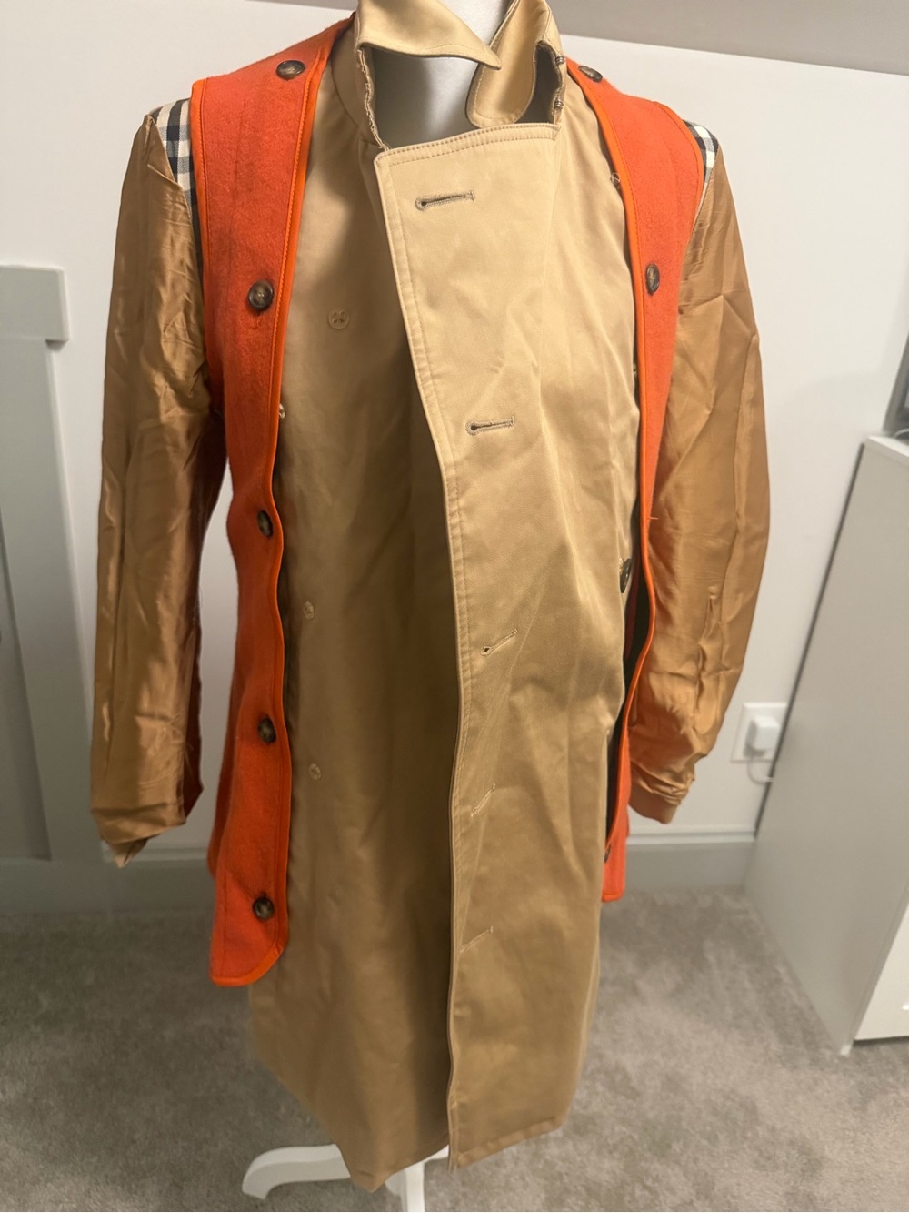 Burberry London Kensington Honey Beige Trench Coat Detachable Wool Liner Fit S/2 - Picture 12 of 16